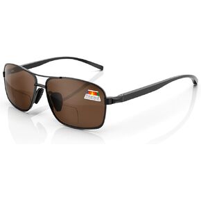 LianSan Retro Polarized Bifocal Sunglasses for Men Women,Metal Frame Top Clear Sun Readers with UV Protection Anti Glare