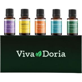 Viva Doria Food Grade Essential Oil Set - Top 5 Blends for Diffusers, Home Care, Candle Making Scents, Fragrance, Aromatherapy, Humidifiers