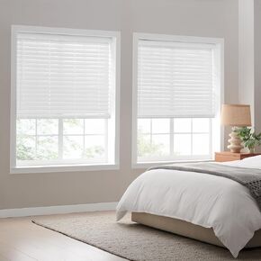 Eclipse 2in. Faux Wood Blinds, 53"W x 48"L in White - Cordless Window Blinds, Certified Safe for Children & Pets, Light Filtering, Wand Tilt and Smooth Easy Operation, Window Shades for Home