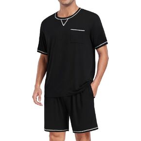 Dikfa Men's Men's Modal Pajamas مجموعة PJS Soft Sleepwear بأكمام قصيرة مع جيوب 2PCS Lounge Nightwear Night