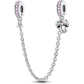 Hapour 925 Sterling Silver Safety Charm Charm Dangle Pendants Clip Beads for Bracelet Bow Knot Love Butterfly Sunflower Stopper Charm for Women