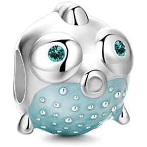 Solid 925 Sterling Silver Beautiful Charm Bead European Style Dangle Charm (Puffer fish charm)