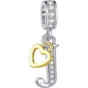 Heart Dangle Initial A-Z Letter Charm Compatible with Pandora Charm Bracelets for Women Alphabet Pendant