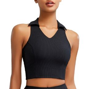 RUNNING GIRL Workout Tops for Women High Neck Longline Sports Bra High Impact Racerback Tank Tops with Built in Bras