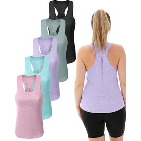 5 Pack Women's Racerback Tank Tops Workout Athletic Running Yoga Tanks Sleeveless Workout Tops Sports Gym Shirts