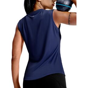 MIER Sleeveless Athletic Tops for Women Dry Fit Running Workout Tank Top Crew Neck UPF 50+ Active Tennis Gym Yoga Tee Shirts