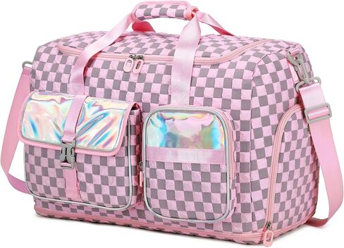Gym Bag for Women, Travel Bag with Shoes Compartment, Weekender Overnight Duffel Bag with Wet Pocket, Carry On Bag, Pink in Saudi Arabia