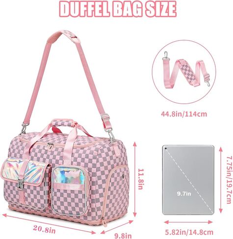 Gym Bag for Women, Travel Bag with Shoes Compartment, Weekender Overnight Duffel Bag with Wet Pocket, Carry On Bag, Pink in Saudi Arabia