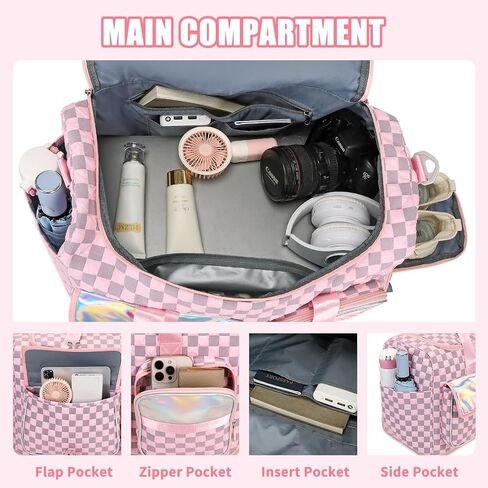Gym Bag for Women, Travel Bag with Shoes Compartment, Weekender Overnight Duffel Bag with Wet Pocket, Carry On Bag, Pink in Saudi Arabia