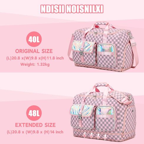 Gym Bag for Women, Travel Bag with Shoes Compartment, Weekender Overnight Duffel Bag with Wet Pocket, Carry On Bag, Pink in Saudi Arabia