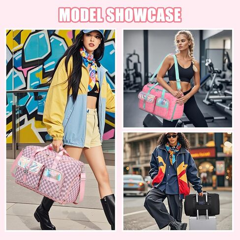 Gym Bag for Women, Travel Bag with Shoes Compartment, Weekender Overnight Duffel Bag with Wet Pocket, Carry On Bag, Pink in Saudi Arabia