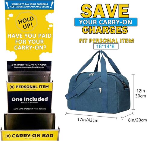 18" Small Carry on Bags for Airplanes with Laptop & Wet Compartment Underseat for Spirit Airlines Personal Item Travel Bag 18x14x8 in Duffle Gym Bag for Women Men in Kuwait