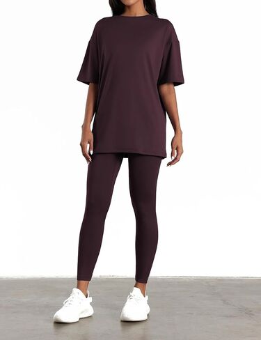 Two Piece Sets for Women Summer Loungewear Cute Outfits Plus Size T-shirts & Yoga Workout Leggings Pants Black 2 Piece Sets in Saudi Arabia