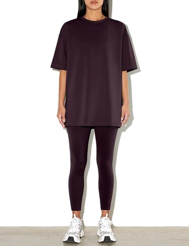Two Piece Sets for Women Summer Loungewear Cute Outfits Plus Size T-shirts & Yoga Workout Leggings Pants Black 2 Piece Sets in Saudi Arabia