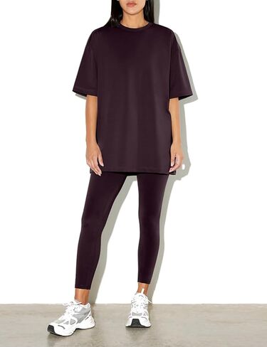 Two Piece Sets for Women Summer Loungewear Cute Outfits Plus Size T-shirts & Yoga Workout Leggings Pants Black 2 Piece Sets in Saudi Arabia