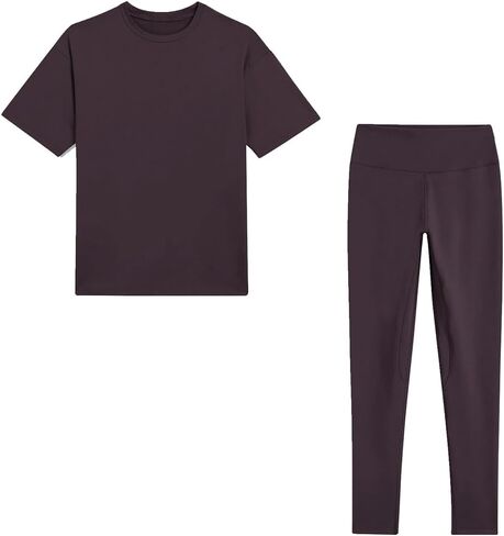 Two Piece Sets for Women Summer Loungewear Cute Outfits Plus Size T-shirts & Yoga Workout Leggings Pants Black 2 Piece Sets in Saudi Arabia