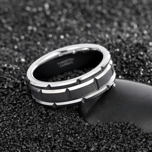 TRUMIUM 8mm Mens Tungsten Wedding Bands Brick Pattern Gold Silver Black Plated Matte Finished Tungsten Carbied Rings Comfort Fit Size 7-13 in Kuwait