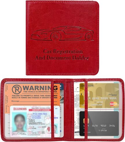 Car Registration Insurance Holder, Leather Glove Box License Wallet Case with Magnetic Shut, Automotive Paperwork Document Organizer Card Holder for Women, Car Accessories (Pink, Small) in Saudi Arabia