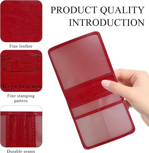 Car Registration Insurance Holder, Leather Glove Box License Wallet Case with Magnetic Shut, Automotive Paperwork Document Organizer Card Holder for Women, Car Accessories (Pink, Small) in Saudi Arabia