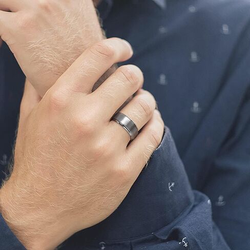THREE KEYS JEWELRY Mens Wedding Bands 8mm Brushed Surface Edge Polished Tungsten Carbide Wedding Ring Comfort Fit in Saudi Arabia