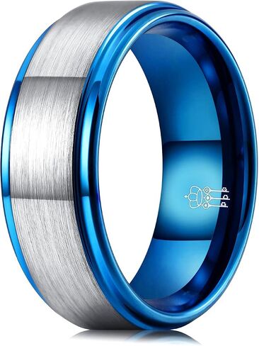 THREE KEYS JEWELRY Mens Wedding Bands 8mm Brushed Surface Edge Polished Tungsten Carbide Wedding Ring Comfort Fit in Saudi Arabia