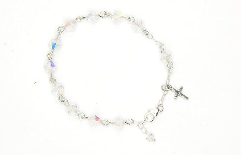 Austrian Crystal OR Glass Small Catholic Rosary Bracelet for First Holy Communion/Eucharist or Reconciliation/Confession. A meaningful and beautiful gift for special occasions. in Saudi Arabia