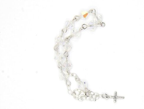 Austrian Crystal OR Glass Small Catholic Rosary Bracelet for First Holy Communion/Eucharist or Reconciliation/Confession. A meaningful and beautiful gift for special occasions. in Saudi Arabia