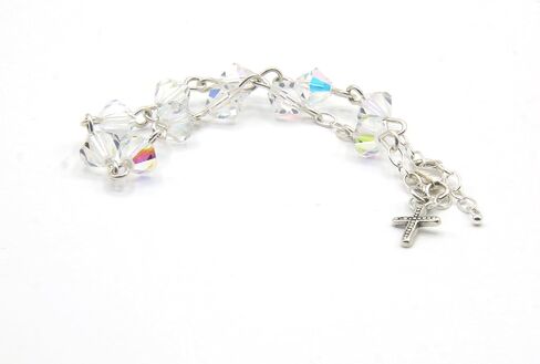 Austrian Crystal OR Glass Small Catholic Rosary Bracelet for First Holy Communion/Eucharist or Reconciliation/Confession. A meaningful and beautiful gift for special occasions. in Saudi Arabia