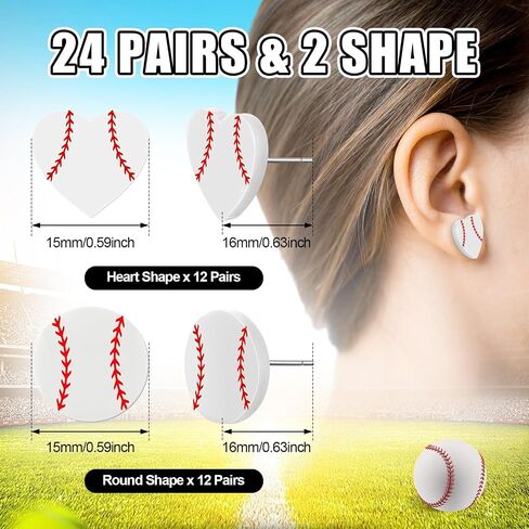 Quelay 24 Set Graduation Baseball Softball Stud arring for Women Sport arring with Card for Mom Fan Jewelry Gift in Kuwait