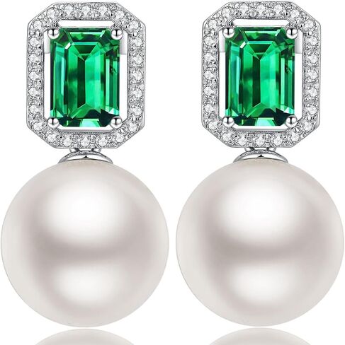 jiamiaoi pearl diamond arics 925 sterling silver pearl arocring big water mater pearl pearl bear bear with Zirconia pearl studs white/gray pearl stud ، be with hife box in Kuwait
