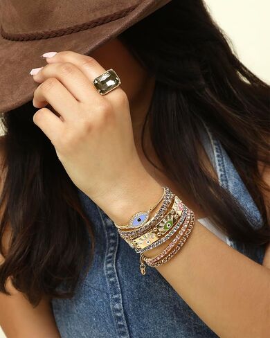 Jessica Simpson Womens Evil Eye Bracelet - Gold-Tone Evil Eye Bracelets for Women in Saudi Arabia