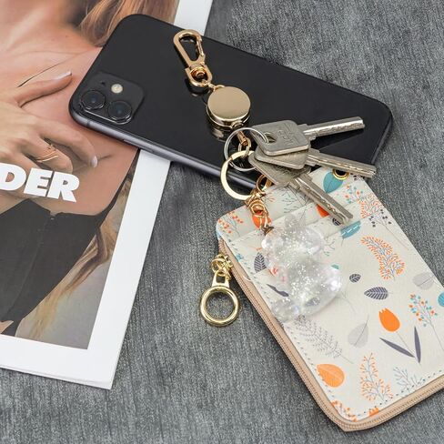 2 حزمة من حامل شارة الهوية المعدنية القابلة للسحب مع سلك وسلسلة مفاتيح بحلقة تسلق (ذهبي) in Kuwait