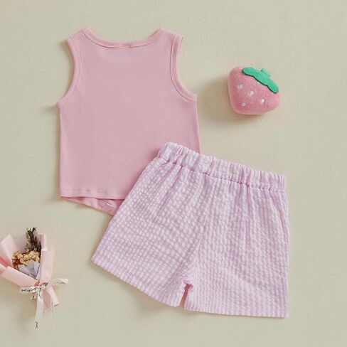 Thorn Tree Toddler Girls Shorts Set Summer Times Sleeveless T-Shirt Watermelon/Floral Shorts Little Girls Clothes in Kuwait