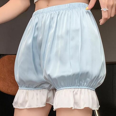 Women Short Pantaloons Kawaii Ruffle Pumpkin Pants Contrast Trim Lolita Bloomers Victorian Steampunk Shorts in Saudi Arabia