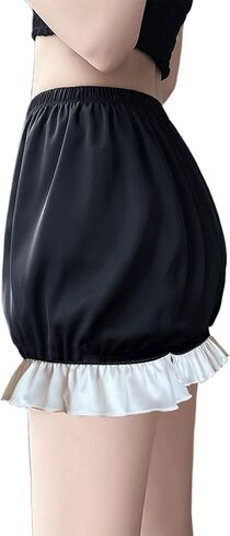 Women Short Pantaloons Kawaii Ruffle Pumpkin Pants Contrast Trim Lolita Bloomers Victorian Steampunk Shorts in Saudi Arabia
