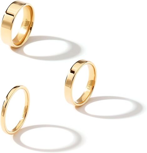 3pcs 14K Gold Plated Rings for Women Dainty Gold Stacking Band Thin Gold Thumb Pinky Finger Ring Non Tarnish Comfort Fit Size 5 to 10 | 2mm 4mm 6mm | Gold and Silver in Kuwait