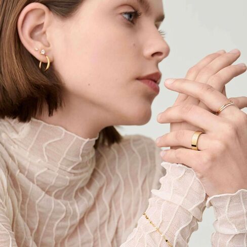 3pcs 14K Gold Plated Rings for Women Dainty Gold Stacking Band Thin Gold Thumb Pinky Finger Ring Non Tarnish Comfort Fit Size 5 to 10 | 2mm 4mm 6mm | Gold and Silver in Kuwait