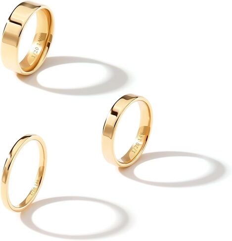 3pcs 14K Gold Plated Rings for Women Dainty Gold Stacking Band Thin Gold Thumb Pinky Finger Ring Non Tarnish Comfort Fit Size 5 to 10 | 2mm 4mm 6mm | Gold and Silver in Kuwait