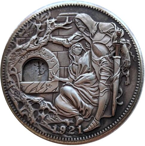Movable Mechanism Hobo Nickel Challenge Coin Sword Coin Pendant in Saudi Arabia