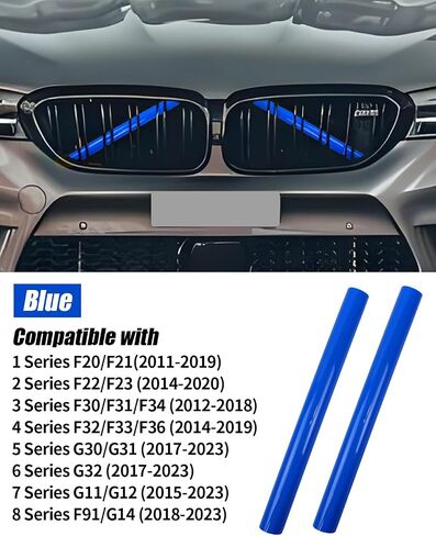 Grill Inserts Trims for BMW 1 2 3 4 5 6 7 Series, Compatible with BMW V Brace Wrap Covers Grill Stripes Grille Inserts Stripes Wrap (Blue, F20 F30) in Kuwait