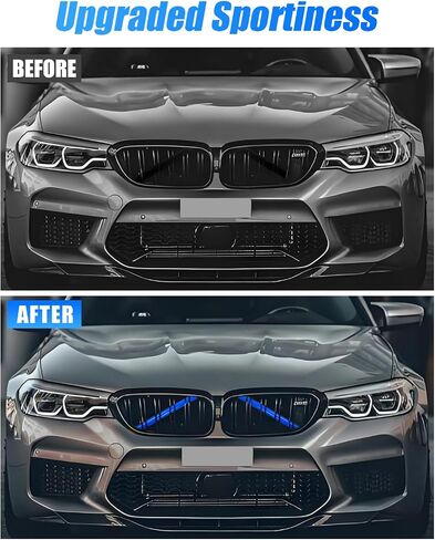 Grill Inserts Trims for BMW 1 2 3 4 5 6 7 Series, Compatible with BMW V Brace Wrap Covers Grill Stripes Grille Inserts Stripes Wrap (Blue, F20 F30) in Kuwait