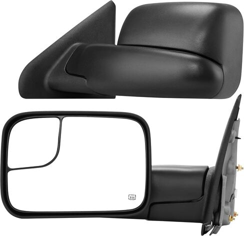 YITAMOTOR Towing Mirrors Compatible with 2002-2008 Dodge Ram 1500, 2003-2009 Dodge Ram 2500 3500 Power Adjustable Heated Manual Flip-Up Folding Tow Mirrors Pair Set in Saudi Arabia