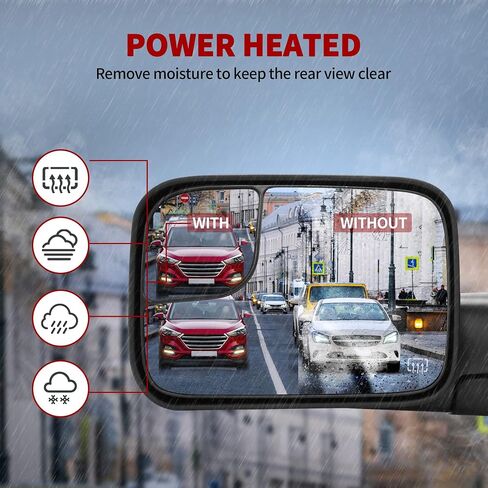 YITAMOTOR Towing Mirrors Compatible with 2002-2008 Dodge Ram 1500, 2003-2009 Dodge Ram 2500 3500 Power Adjustable Heated Manual Flip-Up Folding Tow Mirrors Pair Set in Saudi Arabia