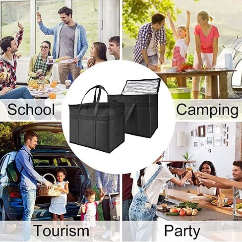 NZ Home Insulated Cooler Bag and Food Warmer (XL Plus, 2 Pack) for Food Delivery & Grocery Shopping with Zippered Top, Blue in Saudi Arabia