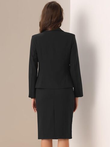 Allegra K 2 Piece Suit Skirt Business Set for Women's Long Sleeve Work Outfits Blazer Jacket Pencil Skirts Set in Saudi Arabia