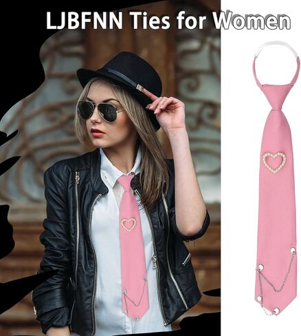ربطات عنق LJBFNN للنساء، ربطة عنق نسائية مع سلسلة بانك قابلة للتعديل وربطة عنق مربوطة مسبقًا للفتيات والأولاد والحفلات والزي المدرسي in Kuwait