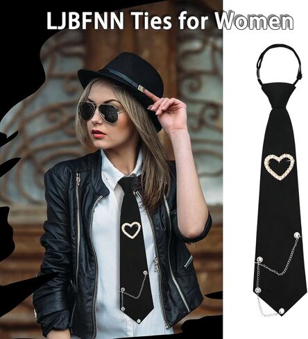 Ties for Women, Womens Tie with Punk Chain Adjustable Pre-Tied Necktie for Girls Boys Party School Uniform Shirt Suit in Saudi Arabia