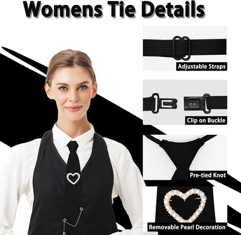 Ties for Women, Womens Tie with Punk Chain Adjustable Pre-Tied Necktie for Girls Boys Party School Uniform Shirt Suit in Saudi Arabia