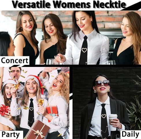 Ties for Women, Womens Tie with Punk Chain Adjustable Pre-Tied Necktie for Girls Boys Party School Uniform Shirt Suit in Saudi Arabia