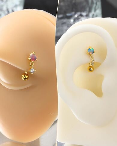 أقراط خمر Rook Dangle 16g Pink Opal Erybrow Rok Rings Stainless Steel Rook Eyeborw Jewelry Jewelry in Saudi Arabia